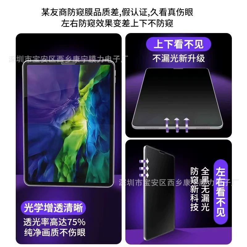 Подходит для iPad: закалённая защитная плёнка Pro 11 (2-е поколение), плоская плёнка для Air 13, полная экранная защитная плёнка для iPad9 и mini6, антишпионская плёнка
