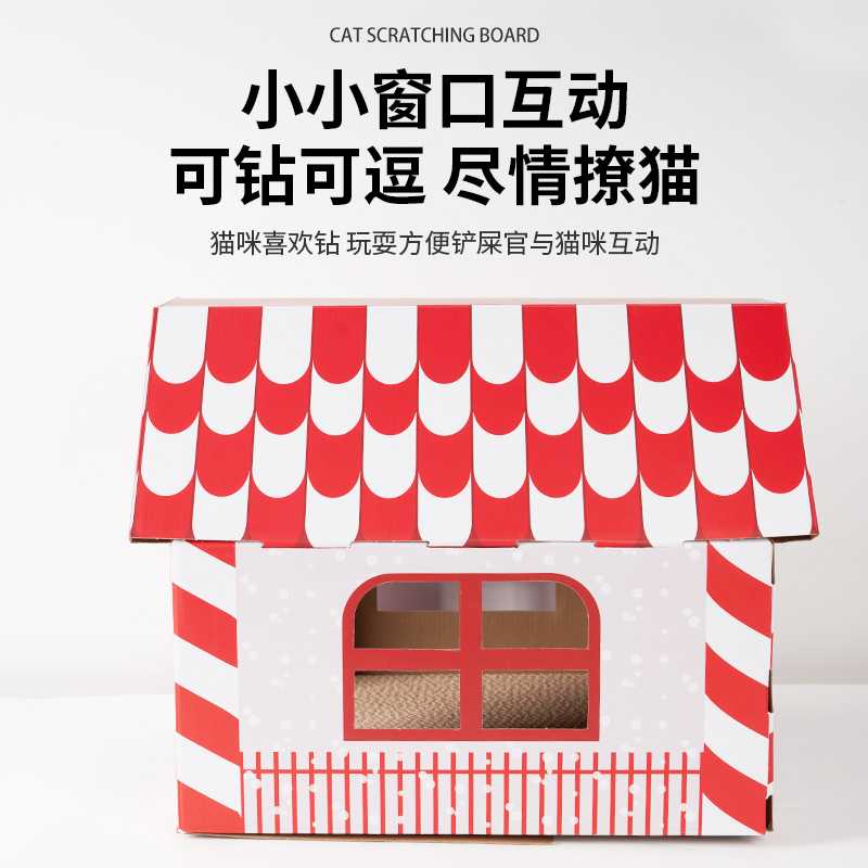 Nido de Navidad, papel corrugado encriptado, resistente al desgaste, sin caspa, tablero de raspado para gatos, casa para gatos, casa para gatos, nido para mascotas multifuncional de doble uso