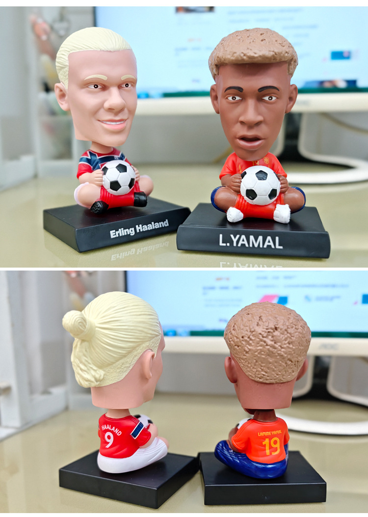 Q-Version Basketball and Football Stars James, Messi, and C. Ronaldo Bobblehead Figures Car Decorations Interior Accessories