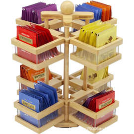 跨境收纳架木制多层咖啡茶包存储架双层可收纳架茶盒实木展示架