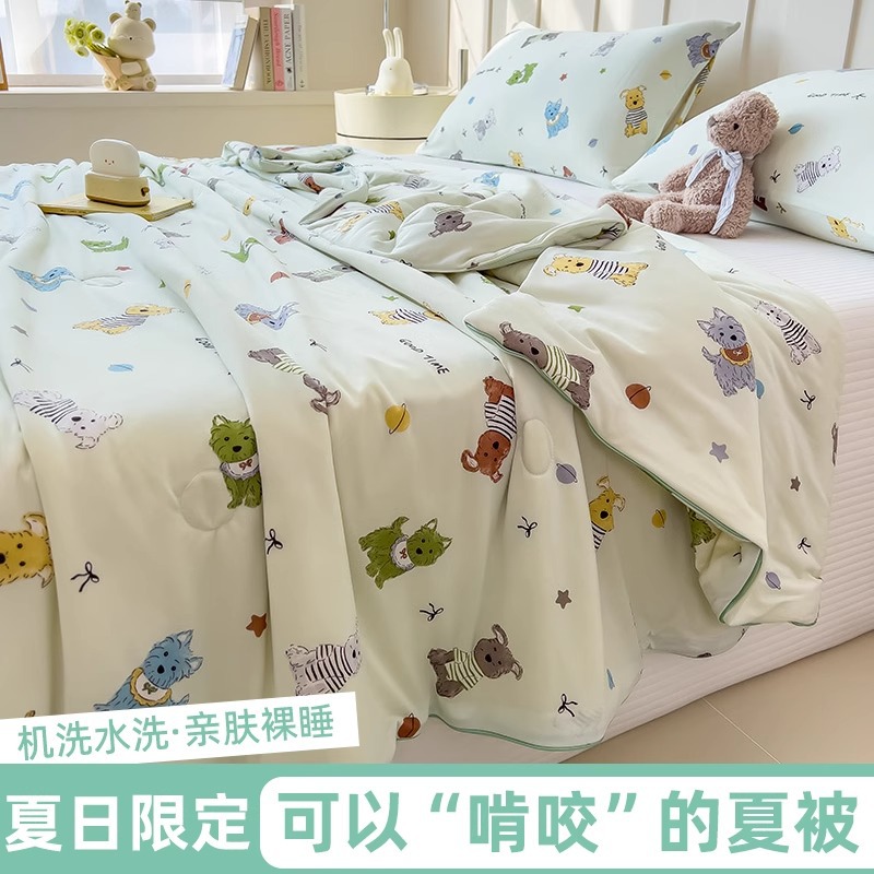 Colcha fresca de verano de algodón de punto de dibujos animados Colcha de aire acondicionado de dormitorio de estudiantes Colcha de verano para niños Colcha fina de verano lavable a máquina