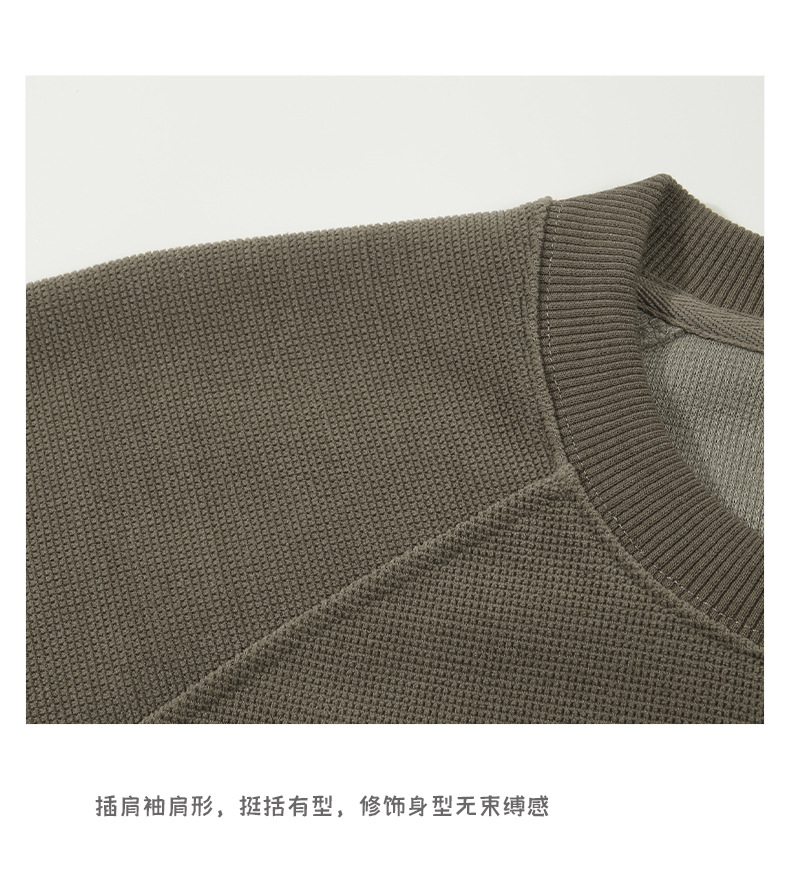 登爵男装日系格子插肩袖圆领套头卫衣男情侣宽松束口插袋潮牌上衣