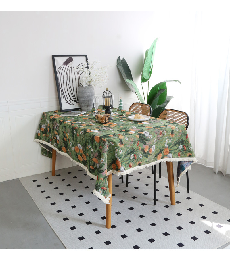 Schöne Elemente American Fresh rechteckige Tischdecke Jacquard Retro grün Stoff Tischdecke Abdeckung_voghion.com