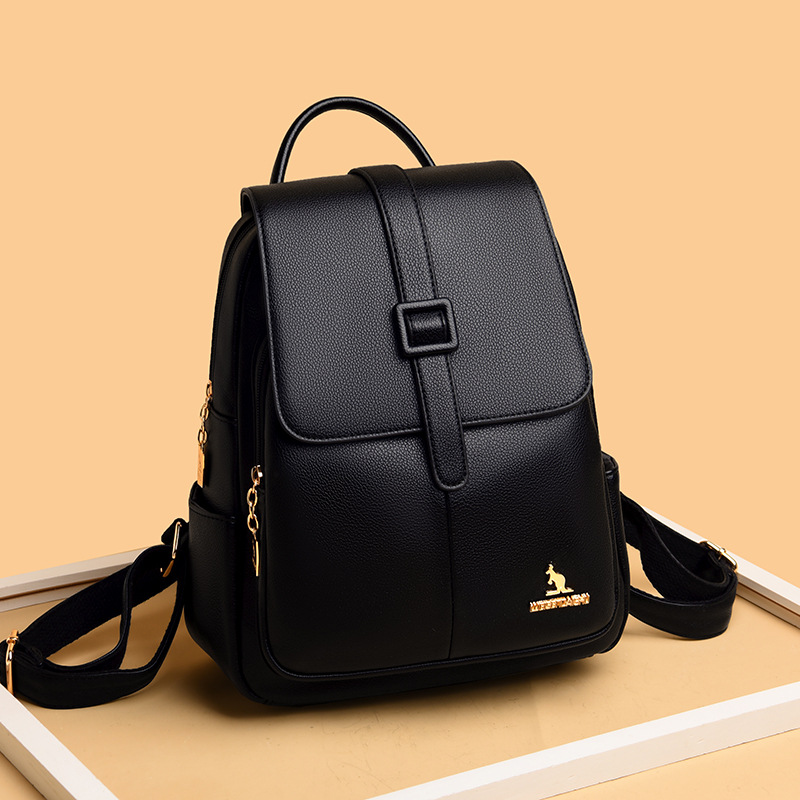 Mochila de cuero suave de las Mujeres Nuevo estilo coreano versátil gran capacidad de las mujeres mochila de viaje bolso de la momia estudiante mochila