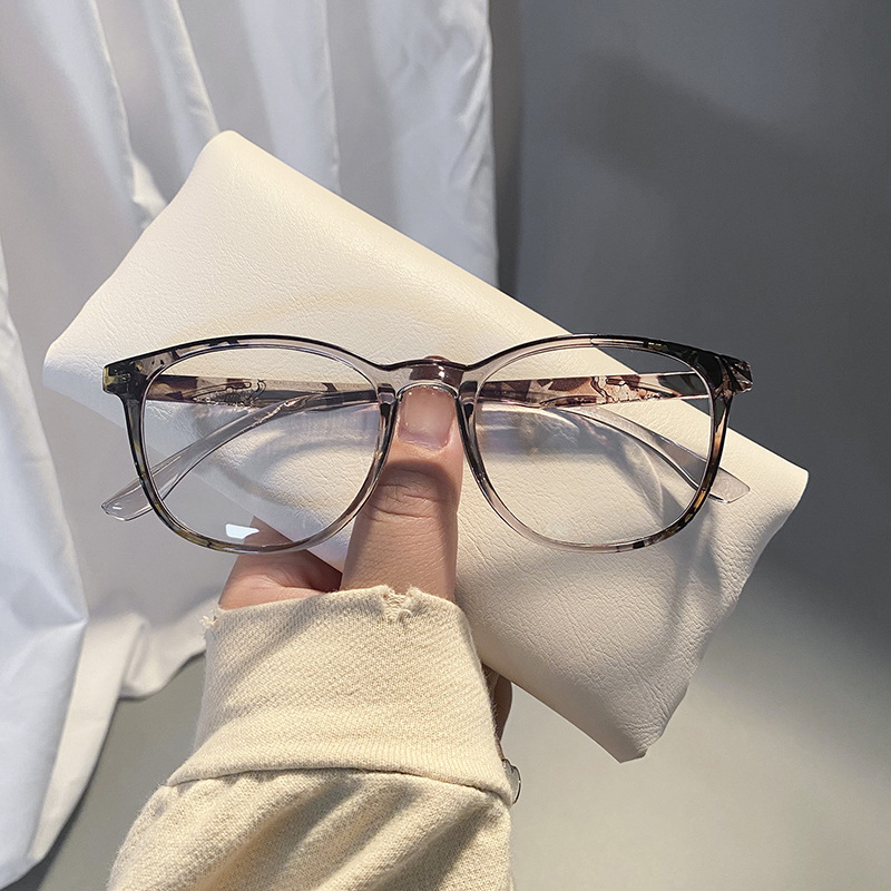 Miopía gafas hombres de estilo coreano de moda marco redondo marco negro liso en línea a juego grado pantalla digital cara gafas pequeñas marco gafas lisas mujeres