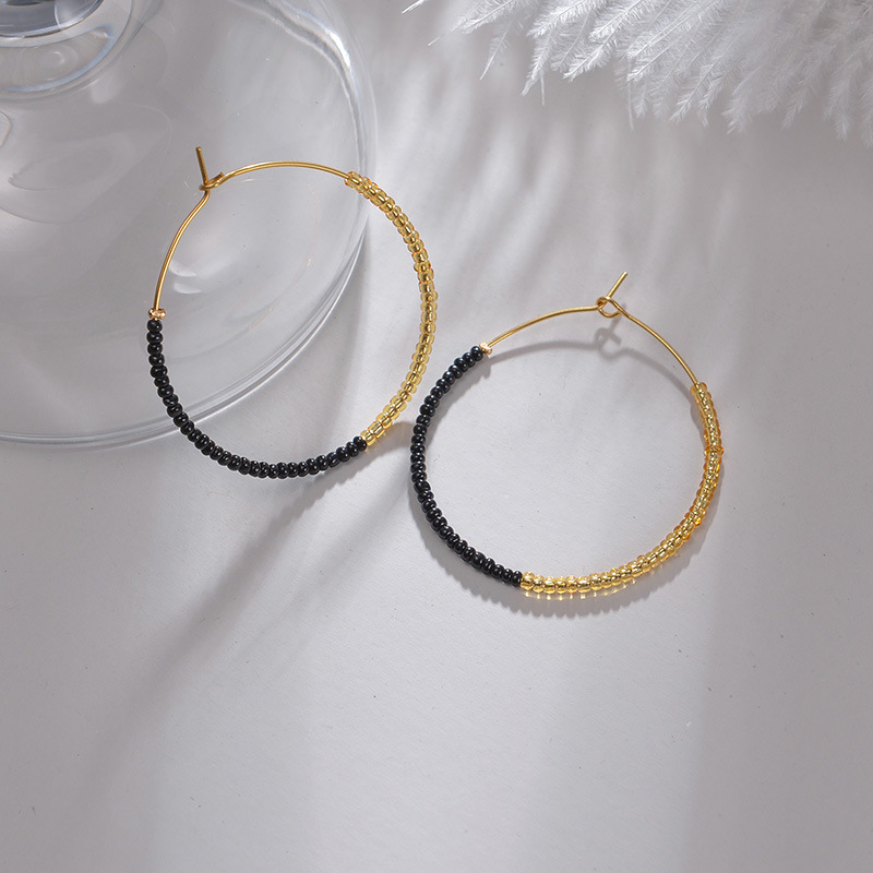 14K Real Gold Plated Plating Material Stone-Free Inlay Material Hoop Earrings Classification 1 Pair IG Style Geometric Solid Color 304 Stainless Steel Hoop Earrings