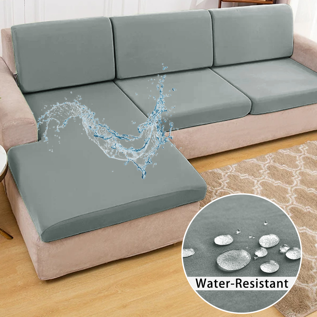 Amazon color sólido elástico 75D seda de leche impermeable sofá cojín cubierta universal todo incluido sofá gaza cubierta de sofá