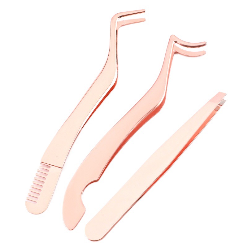 Cross-Border Grafted Eyelashes Stainless Steel with Comb Haima Seven-Shaped Oblique Mouth Auxiliary Eyebrow Clip False Eyelash Tool Eyelash Curler