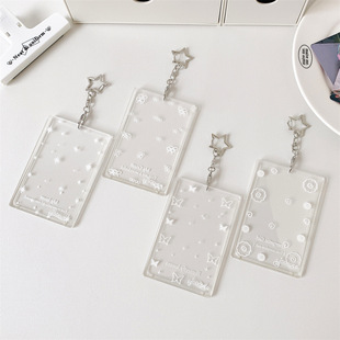 Korean Style Acrylic Transparent Card Holder Ins High Appearance Value 3inch Small Card Polaroid Storage Protective Cover Keychain Pendant