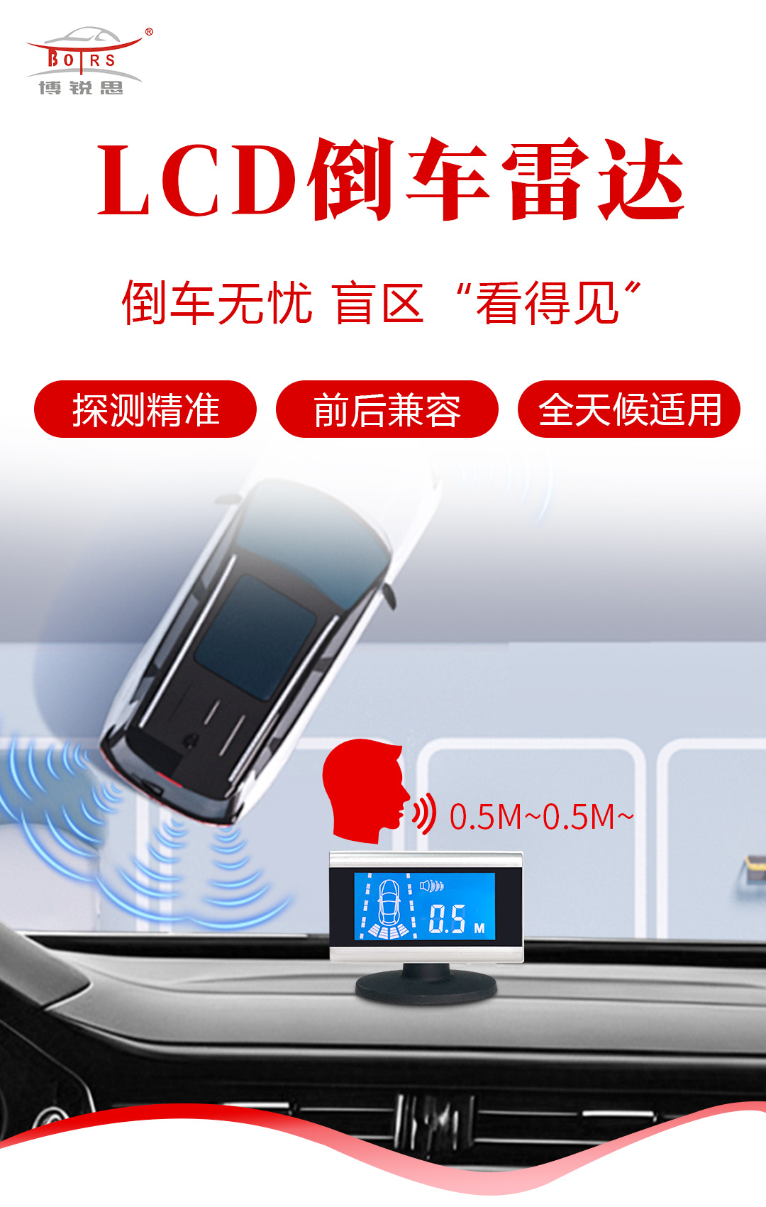 Reversing Radar Parking Assist Device Lcdparkingsensor High-Definition Lcd Blue Screen Display Pdc System