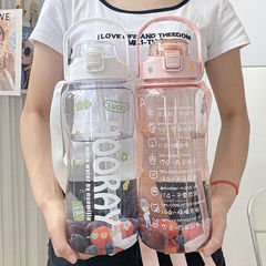 目標提醒刻度喝水杯網紅女夏天大容量水壺吸管杯高顏值便攜隨手杯