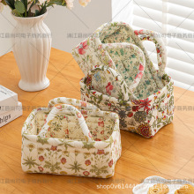 跨境日本家居布艺棉布加厚小尺寸收纳篮化妆品玩具零食收纳包现货