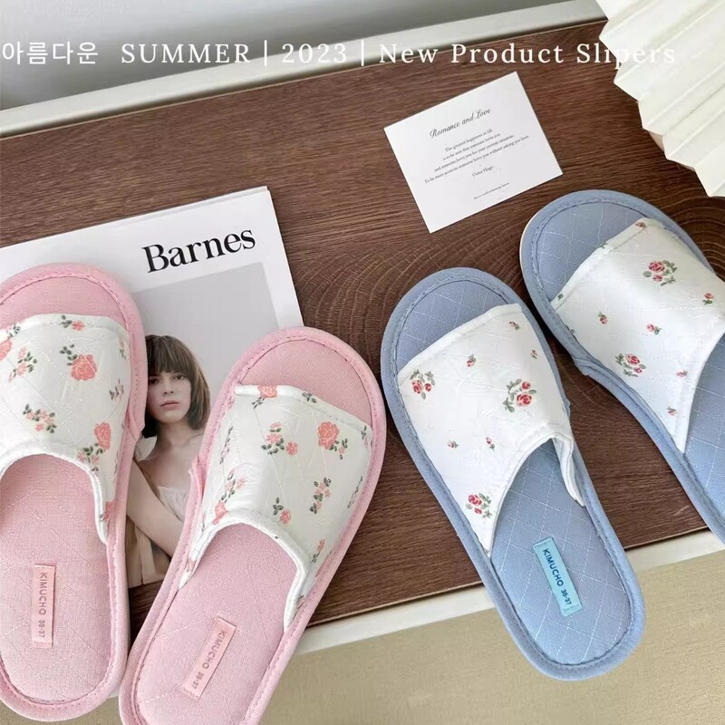 Cheongsam Buttoned Winter Plush Open-Toe Home Slippers Women's Autumn and Winter Warm Home Cotton Slippers Home Shoes