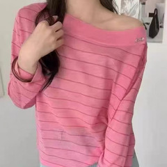 0903-142亚麻女装 早秋 设计款针织衫上衣女装