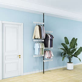 顶天立地落地晾衣杆子室内免打孔阳台挂衣神器强力承重晾衣伸缩杆