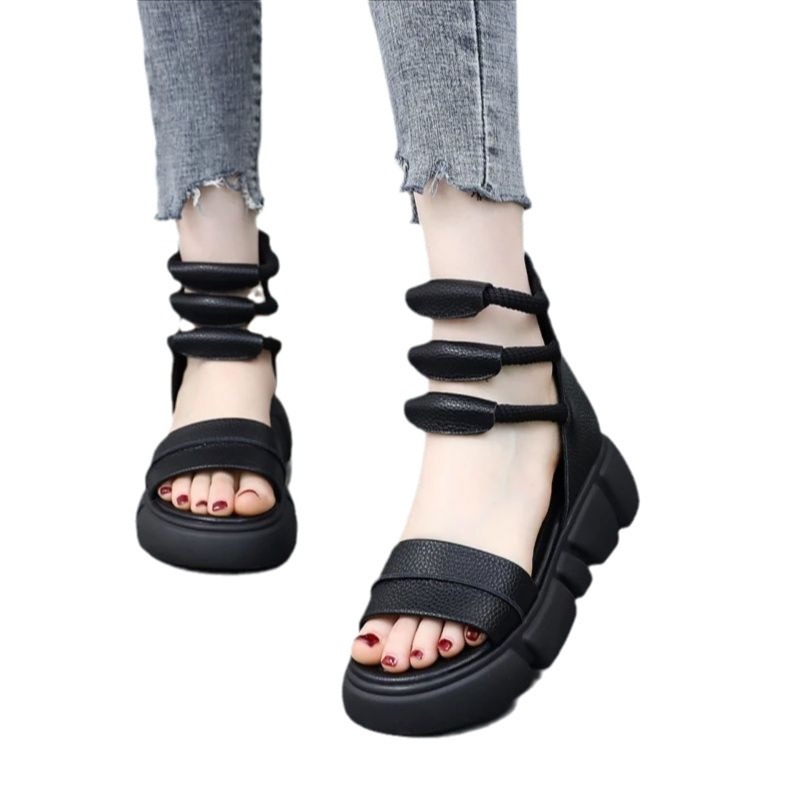 Red sandálias de mujer 2024 muffin de verano muffins zapatos de mujer antideslizantes ligeras sandalias de estudiantes suaves