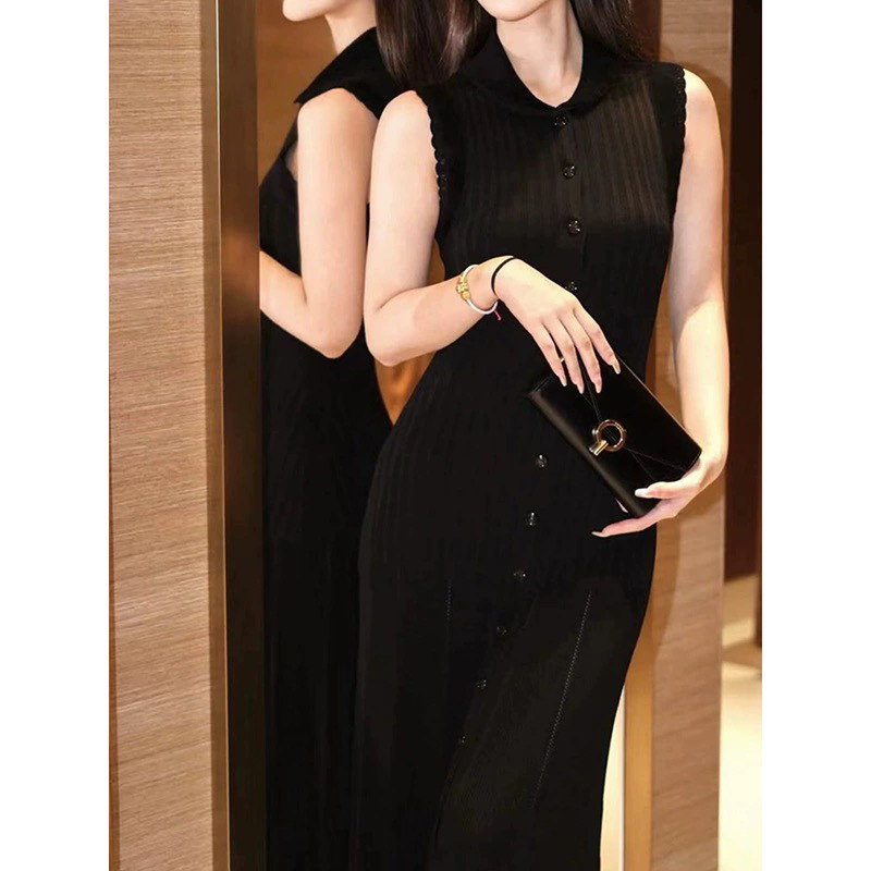 Autumn elegant knitted fitted dress sleevless