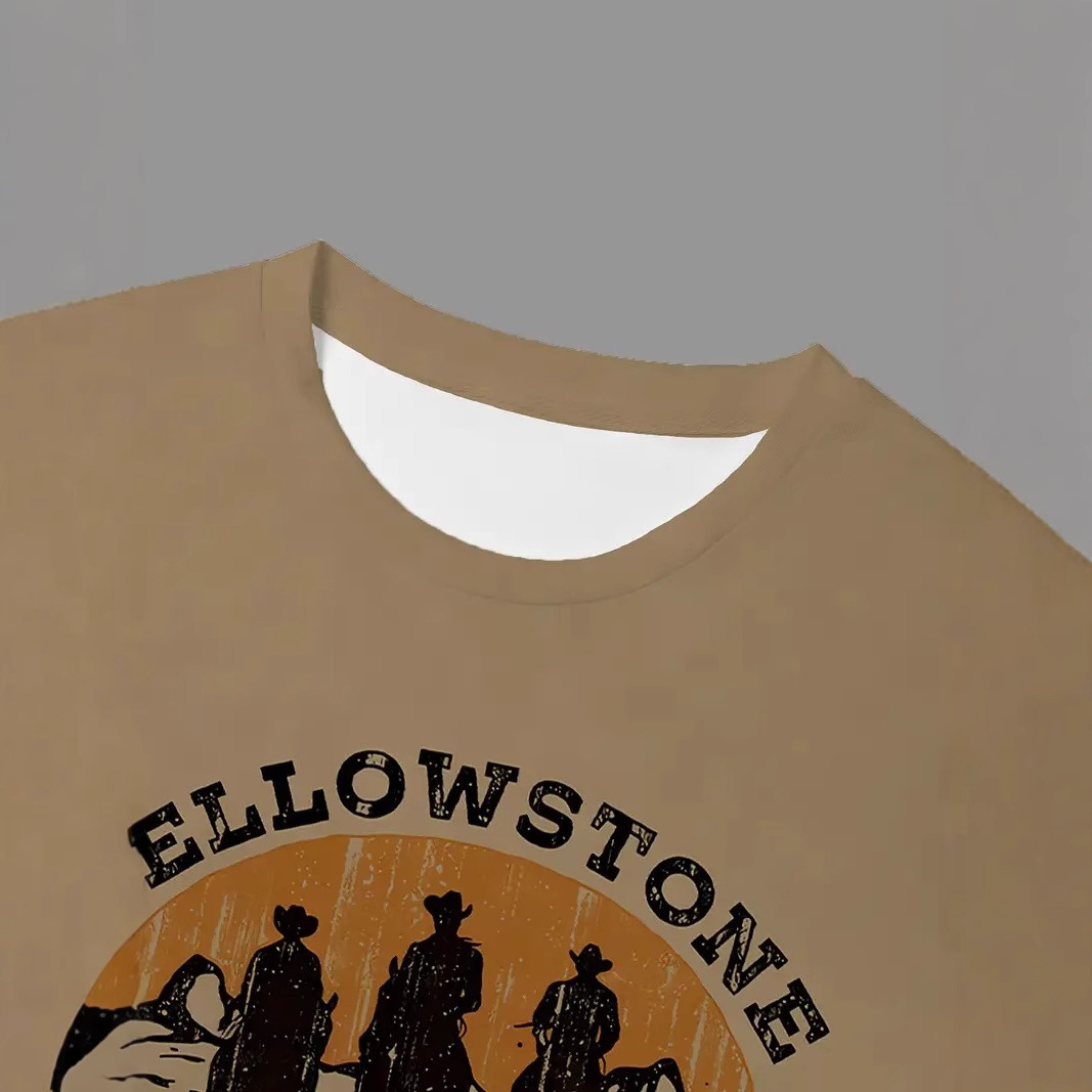 Camiseta de cuello redondo de manga corta transpirable de malla suelta casual para hombre con estampado 3D de camello del desierto retro clásico