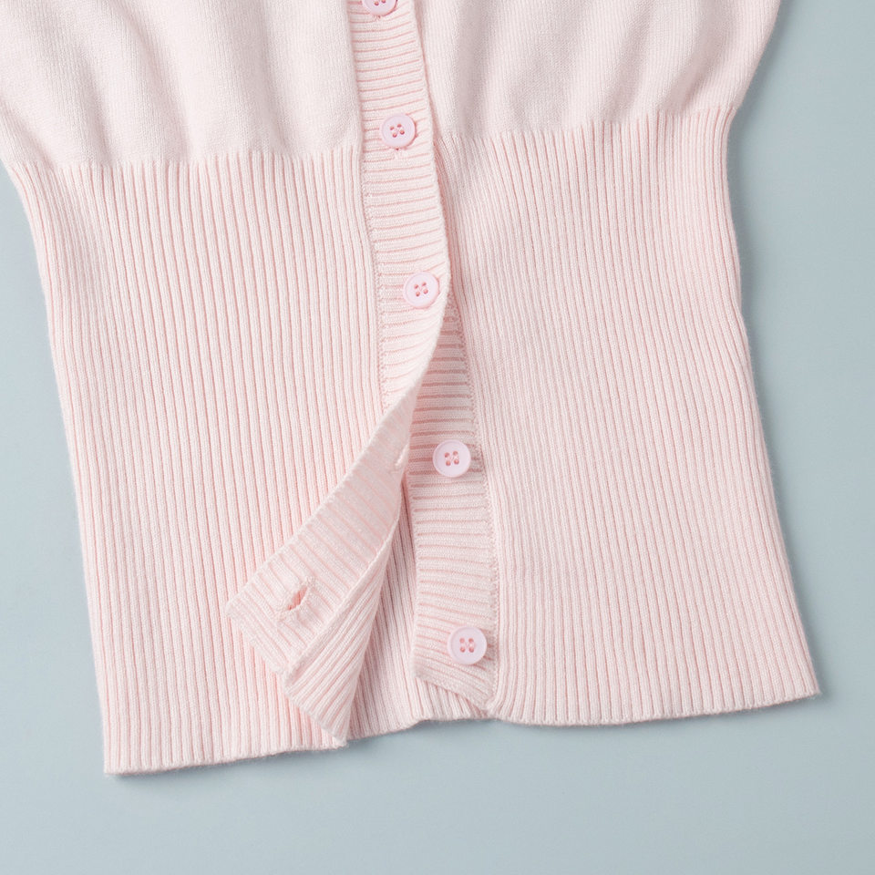 Áo cardigan len dệt kim dài tay dáng ôm cổ tròn có nút — Màu nâu, màu hồng, màu nâu nhạt, màu tím đậm chi tiết 23