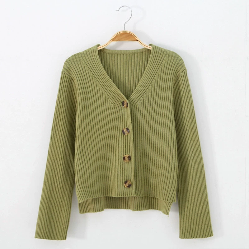 Элегантный вязаный кардиган с высокой талией и V-образным вырезом для женщин, весна и осень 2025, новая модная свободная полосатая верхняя одежда с верхом из пряденой пряжи.