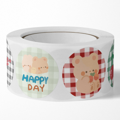 500 pieces/roll bear cute stickers thank you sealing stickers ins cartoon style packaging decoration DIY handbook stickers
