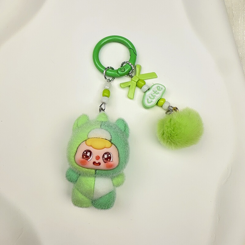 可爱植绒拼色萌粒公仔钥匙扣挂饰少女心包包配饰潮玩直播盲袋批发|undefined