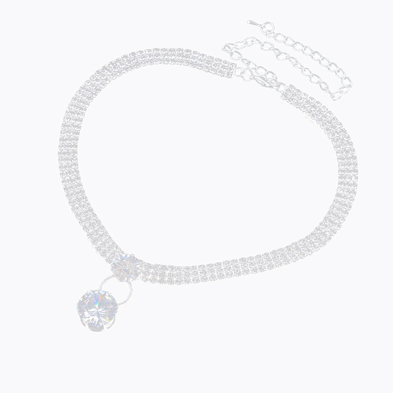 Fashion short diamond-encrusted simple  zircon copper necklace