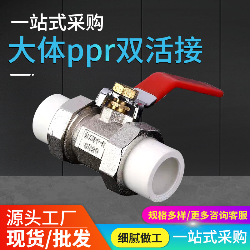 廠家直營PPR雙活接銅球閥 雙活結熱熔銅球閥銅閥門