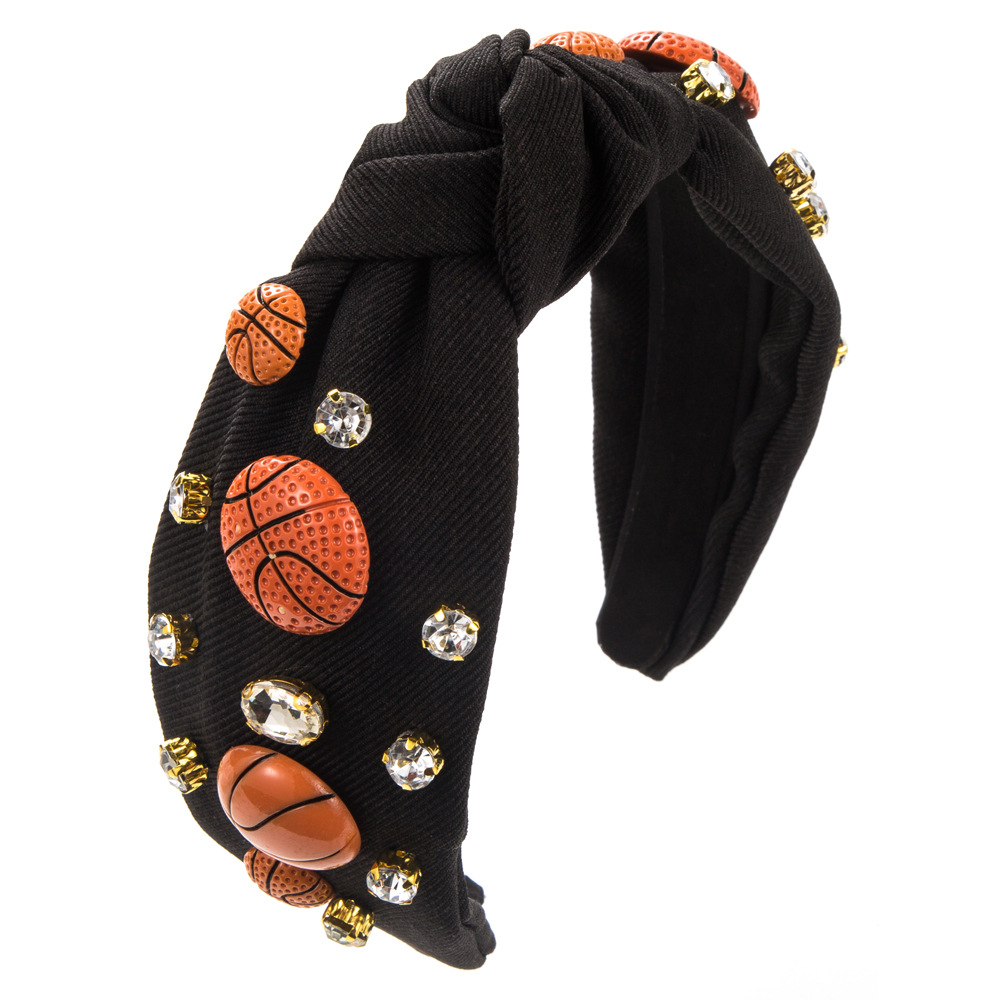 Women's Casual Simple Style Basketball Football Cloth Inlay Rhinestones Hair Band display picture 6