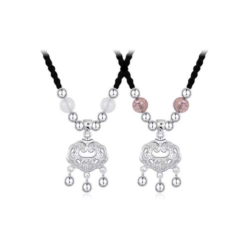 New Peace Lock Necklace Pendant Braided Rope Longevity Lock Light Luxury Sister's Birthday Gift