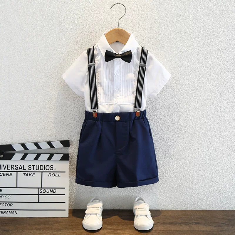 Summer flower boy costume, children's classic suit, overall, piano performance costume, British style, noble cut