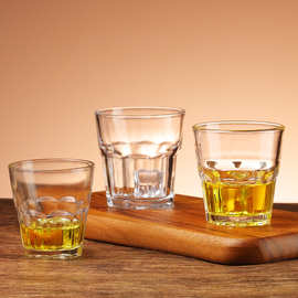 加厚钢化玻璃杯啤酒杯 威士忌酒杯酒吧KTV耐摔扎啤杯专用八角杯