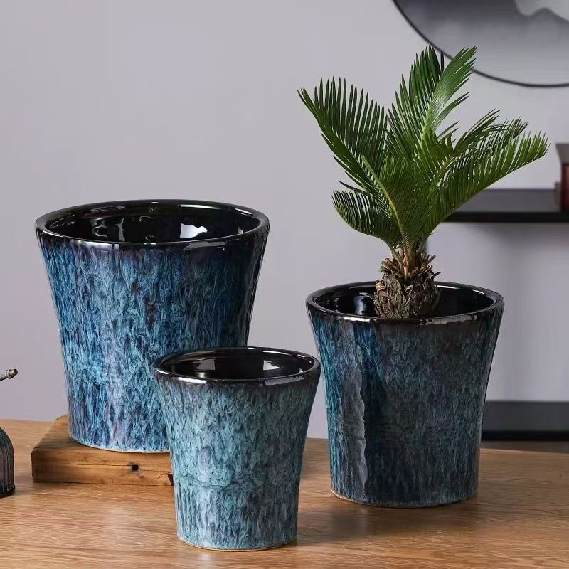 Ceramic Flower Pot, Simple and Stylish, Large Diameter Floor-Standing Vase for Planting Trees, Suitable for Office and Living Room, Modern Style Flower Pot Container