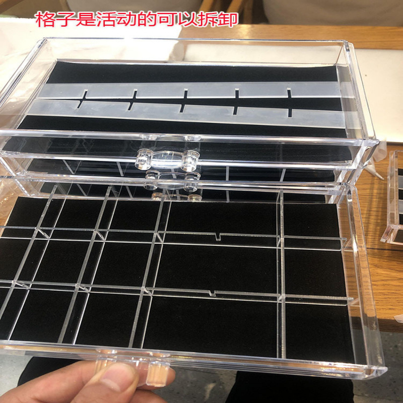 和風缶詰接着剤収納ボックスチェック柄ネイルアートドリルジュエリー引き出しオーガナイザーネイルアート用品デスクトップオーガナイザー