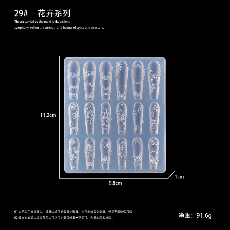 Nail Art 3D Molde de silicona suave Herramientas de tallado Bowknot Nail Art Relieve Joyería de epoxi Nail Art Molde de silicona