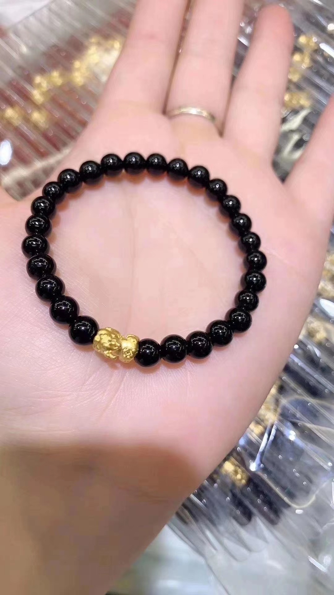 용감한 + 블랙 오닉스 팔찌