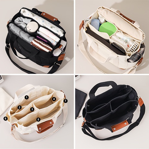 2PCS Canvas Tote Bag with Multi pocket Messenger Bag for Ladies