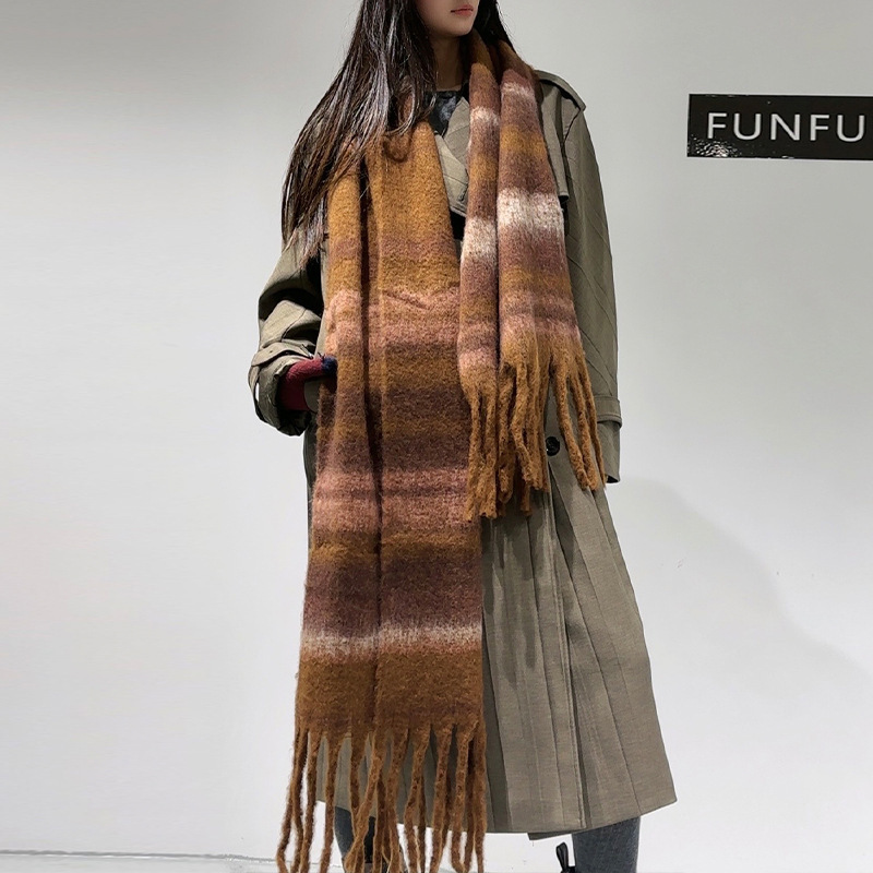 秋冬新作、多用途なイミテーションカシミヤ、高級感のある女性用暖かい厚手スカーフ、シンプルなネックウォーマー、織りタッセル付きショール|undefined