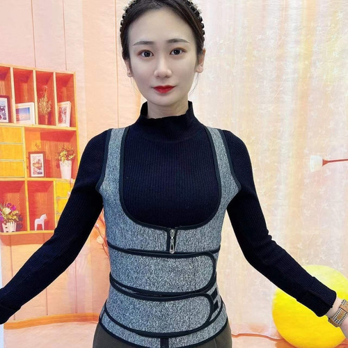Body Shaping Clothes Amazon Men's and Women's Sports Body Zipper Double Belt Waist Tummy Control Vest Sweat-Free Fitness Corset