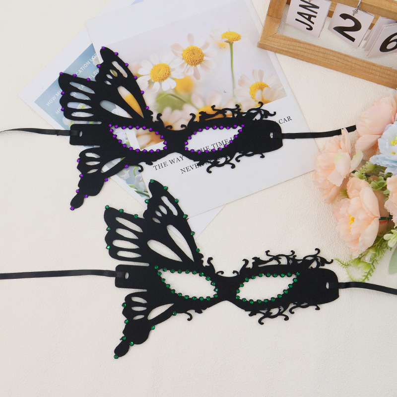 Halloween mariposa mitad cara máscara de adultos collar de diamantes fiesta anual venecia mascarada pestañas de baile