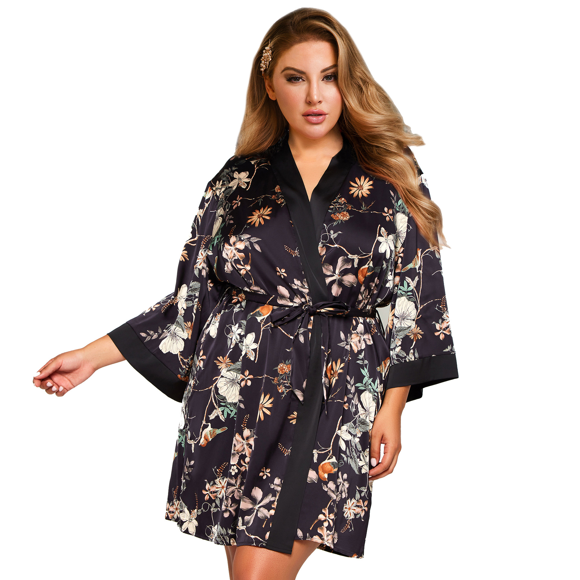 Suministro de comercio exterior más tamaño sexy pijamas de las mujeres sexy tentación caliente camisón desgaste del hogar verano Delgado kimono japonés