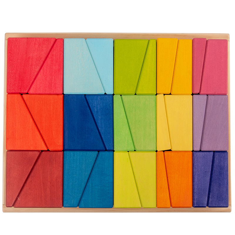 Bloques de construcción de arco iris para niños de madera juguetes bebé color cognición educación infantil altura apilamiento 3-10 años Juguetes