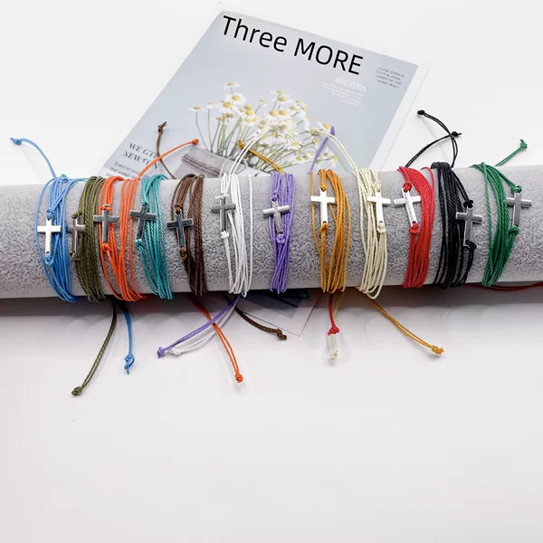 European and American cross-border wax thread woven bracelet waterproof wax men's and women's friendship bracelet Beach surfing cross bracelet