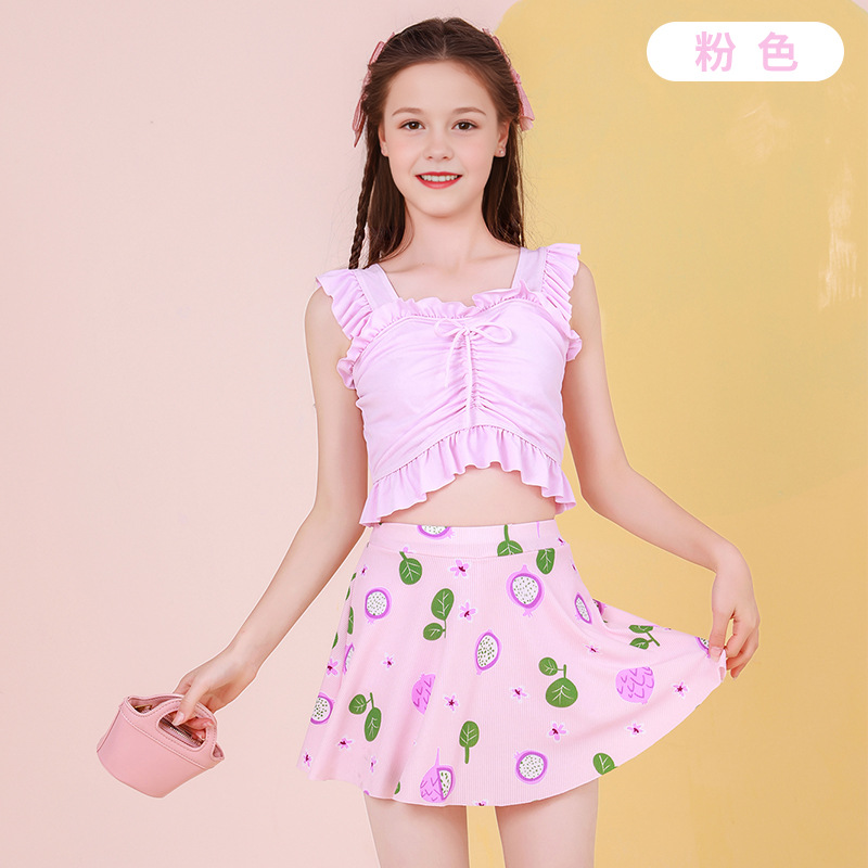 Traje de baño para niños nuevo estilo traje de baño dividido de estilo occidental de verano para niñas de 8 a 12 años, traje de baño para niños y niñas