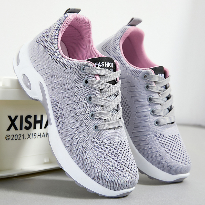 Zapatos de mujer para primavera y otoño, nuevas zapatillas deportivas casuales transpirables de punto, zapatos de mujer de talla grande, zapatillas versátiles para correr.