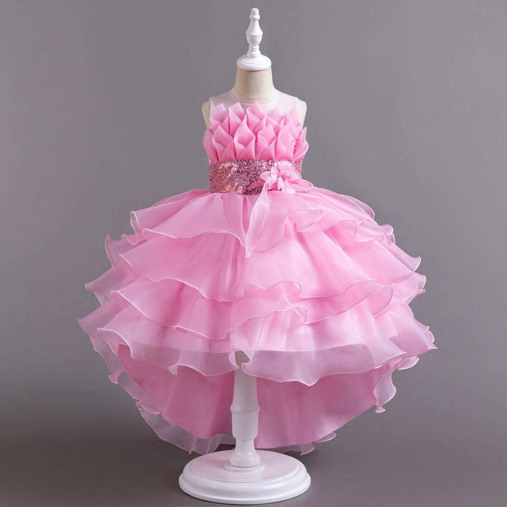 Vestido de princesa esponjoso de malla Falda de encaje de organza de otoño e invierno europea y americana Comercio exterior Suministro de exportación transfronteriza Vestido para niños