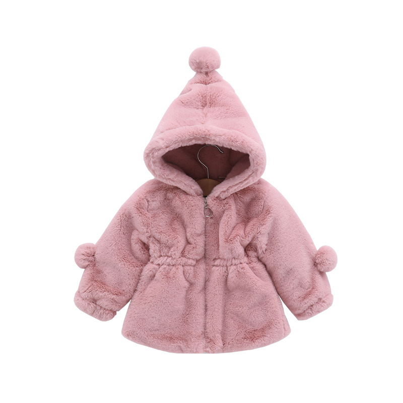 Winter new girls cotton-padded clothes Korean version of girls wool sweater coat children's imitation fur girls children's clothing wholesale
