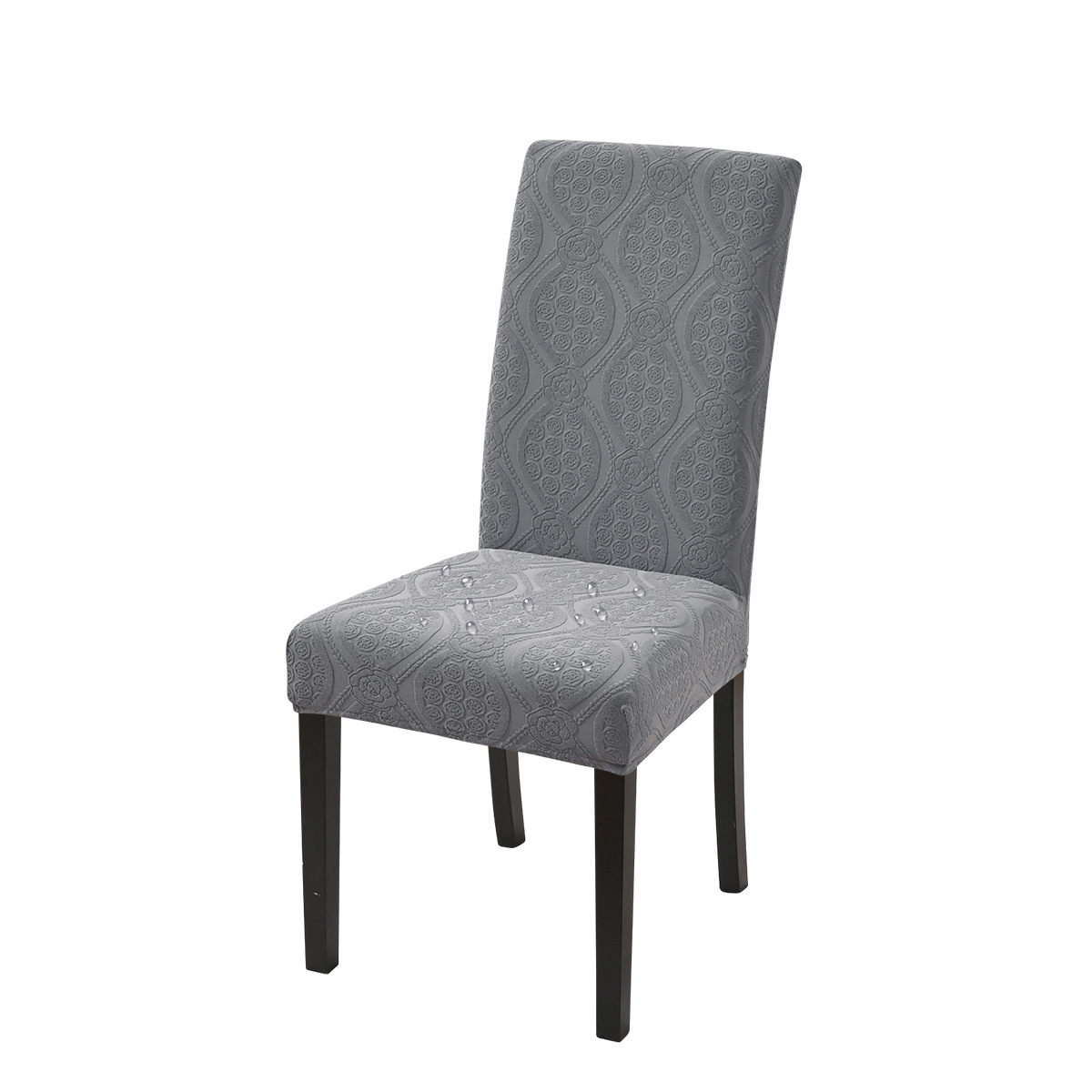 Jacquard elástico transfronterizo impermeable funda de silla de flor pequeña de estilo europeo color sólido espalda alta funda de silla universal a prueba de polvo funda de silla de comedor de hotel