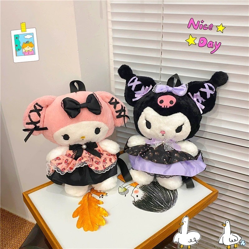 Children's Cute Kuromi Toy Shoulder Bag Cartoon Plush Melody Backpack Doll Doll Gift