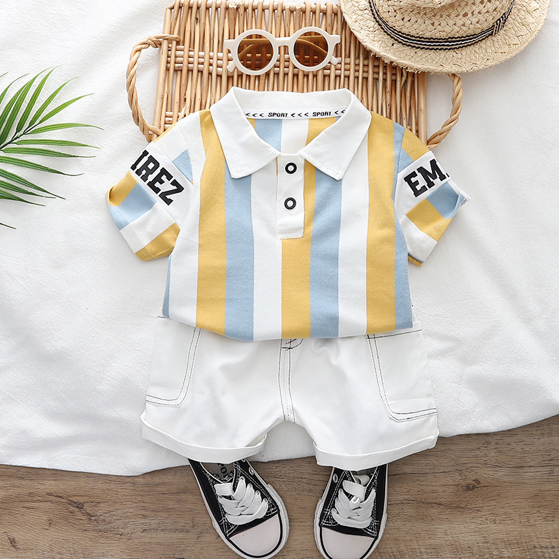 Baby's Summer Suit Children's Breathable Cartoon Two-piece Boys' Cute Casual Clothes Western Style Short-sleeved Shorts Shirt Baby's Summer Suit Children's Breathable Cartoon Two-piece Boys' Cute Casual Clothes Western Style Short-sleeved Shorts Shirt